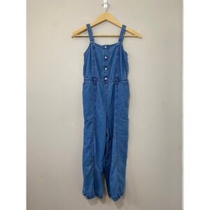 Gap‎ Kids Denim Jumpsuit Overalls Blue Button Front Elastic Waist Size L 10